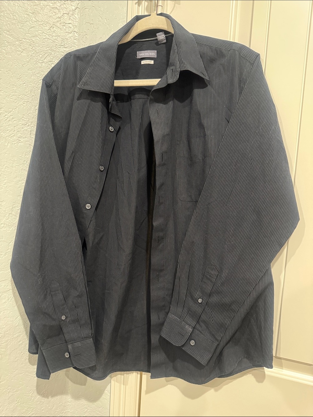 Van Heusen Men's Black Pinstripe Shirt Jacket